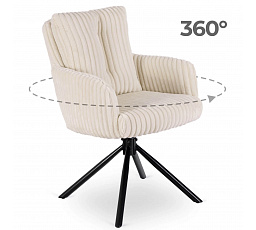 Otočné kreslo do obývacej izby JUNE Krémové menčestrové