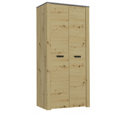 Skriňa XL S2D, dub Artisan + hladká sivá