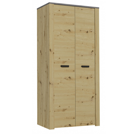 Skriňa XL S2D, dub Artisan + hladká sivá Skriňa XL S2D, dub Artisan + hladká sivá