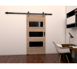 Posuvné dvere LOFT E70, Sonoma/čierna