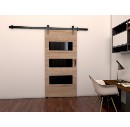 Posuvné dvere LOFT E70, Sonoma/čierna Posuvné dvere LOFT E70, Sonoma/čierna