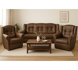 Agata 3f+1+1 tmavohnedá sedacia súprava