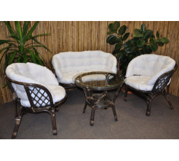 Ratanová pohovka Bahama big brown, vankúš MAXI white