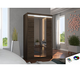 Posuvná skriňa so zrkadlom a LED osvetlením MARVIN 120 Choco+Choco