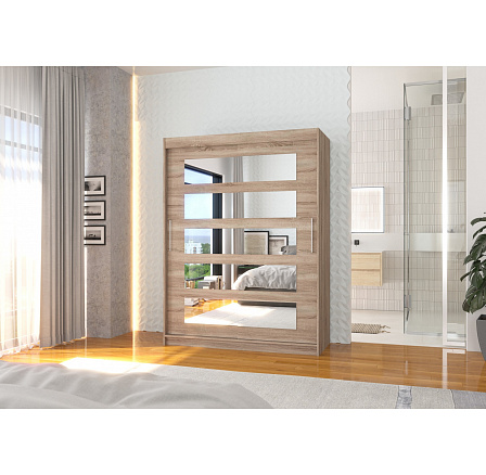 Posuvná skriňa so zrkadlom MURANI 150 Truffle+Truffle