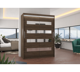 Posuvná skriňa so zrkadlom a LED osvetlením BALTIC 150 Choco+Choco