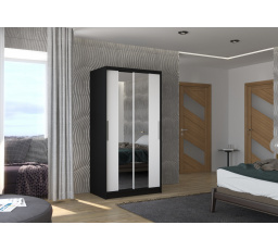 Posuvná skriňa so zrkadlom DRAGONIS 100 Čierna+Biela