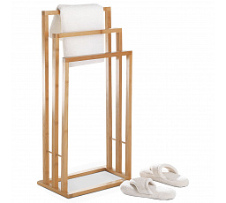 Držiak na uteráky, výška 82 cm, masívny bambus, prírodný odtieň, nosnosť 5 kg