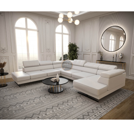 Rohová sedacia súprava EMPORIO MAX II 300X350X180 - ľavá, Eko koža biela Rohová sedacia súprava EMPORIO MAX II 300X350X180 - ľavá, Eko koža biela