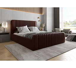 POSTEĽ MODENA Z PRÍRODNEJ KOŽE S ÚLOŽNÝM PRIESTOROM - 160 cm x 200 cm, Drevená