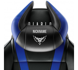 Vankúš opierka hlavy X-Horn s personalizovanou výšivkou, čierno-modrá