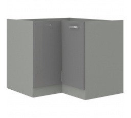 Rohová kuchynská skrinka GARID DN 1F BB, Sivý lesk/Sivá