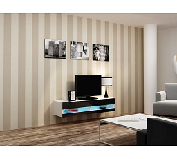 TV komoda VIGO NEW 140, biela / čierny lesk