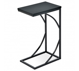 Bočný stôl 27x41x63 cm, čierna laminátová doska, kovové nohy, čierny mat