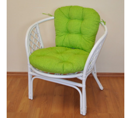 Ratanové kreslo Bahama biely vankúš svetlozelené odlesky