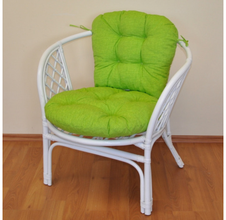 Ratanové kreslo Bahama biely vankúš svetlozelené odlesky Ratanové kreslo Bahama biely vankúš svetlozelené odlesky