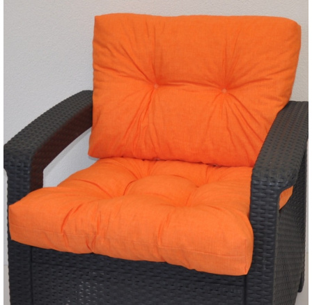 Poduška na kreslo z umelého ratanu - látka oranžový melír