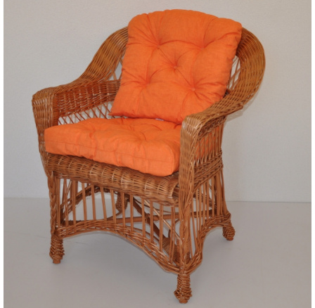 Kreslo Weigier prírodné - vankúš oranžové zvýraznenia