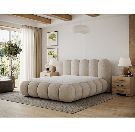 Posteľ Oloroso 140x200 s kovovým rámom a úložným priestorom, hnedá bouclé Royal 20 1 Posteľ Oloroso 140x200 s kovovým rámom a úložným priestorom, hnedá bouclé Royal 20 1