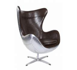 Kreslo Vajce hliník hnedá PU