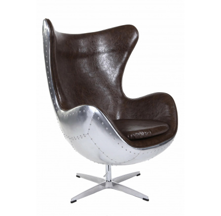 Kreslo Vajce hliník hnedá PU