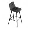 Stolička barová, sivá látka, štvornohá kovová podnož, čierny mat