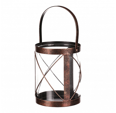Lampa kovová - na svíčku, barva měděná-antik Lampa kovová - na svíčku, barva měděná-antik