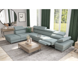 Rohová sedacia súprava GALAXY, relax s funkciou spania 225X350 cm - mätová, ľavá