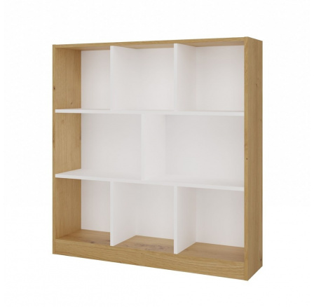 Regál Finley 8P, dub artisan/biela