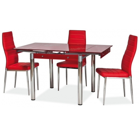 GD-082 jedálenský stôl červený kov/temperované sklo červený (S) (K150-Z)