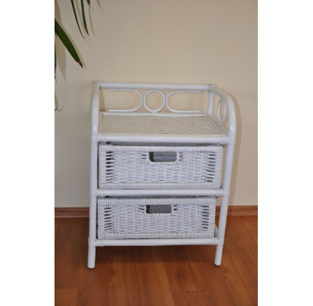 Ratanová komoda 2 zásuvky ratan biela