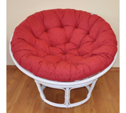 Ratanový papasan 100 cm biely, bordová bielizeň