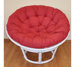 Ratanový papasan 100 cm biely, bordová bielizeň