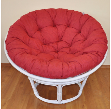 Ratanový papasan 100 cm biely, bordová bielizeň