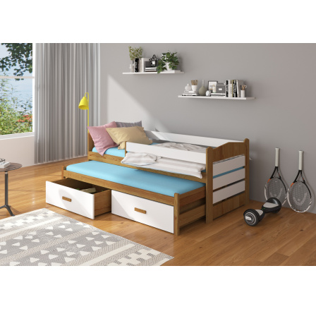 Dvojlôžko s bariérkou TIARRO 180x80 Dub+Biela Dvojlôžko s bariérkou TIARRO 180x80 Dub+Biela