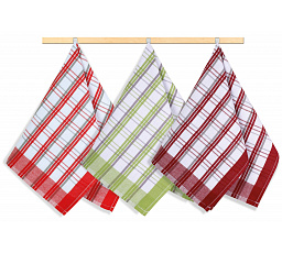 Kuchynská utierka 50x70cm oranžová, červená, zelená kocka