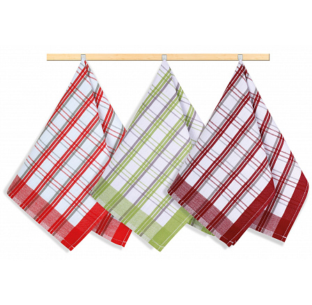 Kuchynská utierka 50x70cm oranžová, červená, zelená kocka