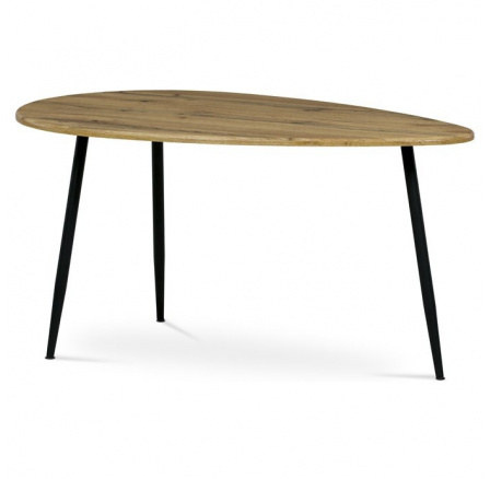 Konferenčný stôl, vrchná doska MDF, dekor divoký dub, čierny kov Konferenčný stôl, vrchná doska MDF, dekor divoký dub, čierny kov