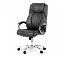 Kreslo kancelárske, sivá ekokoža, chrómový kríž, hojdací mechanizmus, nosnosť 150kg