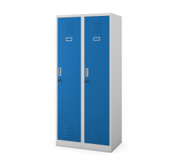Kovová šatní skriňa šedo-modrá: štvorpriestorová KACPER, 800 x 1800 x 500 mm