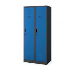 Kovová šatní skriňa antracitovo-modrá: štvorpriestorová KACPER, 800 x 1800 x 500 mm