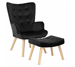 Kreslo Relaxačné LOZANO s Podnožkou Čierny Zamatový