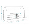 Dětská postel DOMEČEK DAISY 1 se šuplíkem, bez matrace, 80x160 cm, Bílá/Princess