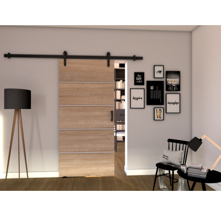 Posuvné dvere LOFT B100, Sonoma/čierna