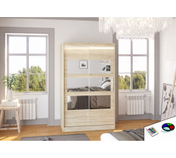 Posuvná skriňa so zrkadlom a LED osvetlením KOLORADO 120 Sonoma+Sonoma