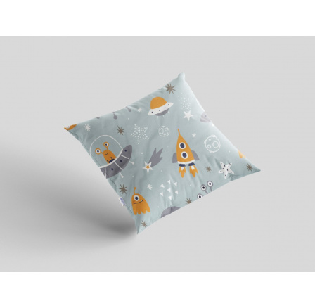Krepový obliečka na vankúš 40x40 cm s detským motívom vesmírneho ufo