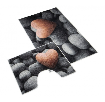 Kúpeľňová sada predložiek 3D 60x100+60x50cm Tmavé kamene