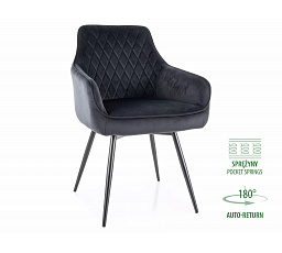 Jedálenská stolička pružinová - otočná MARLO VELVET, Čierny Bluvel 19/Čierna