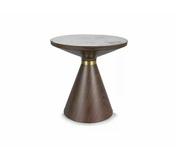 Konferenčný stôl NAPA B, Efekt bieleho mramoru/Hnedá/Zlatá