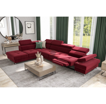 Rohová sedacia súprava GALAXY, relax s funkciou spania 225X350 cm - červená, ľavá Rohová sedacia súprava GALAXY, relax s funkciou spania 225X350 cm - červená, ľavá